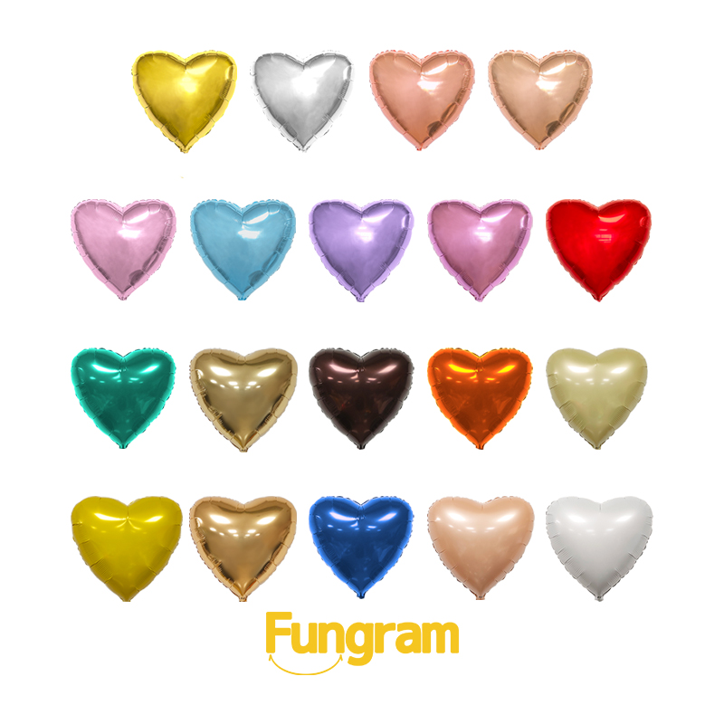 Pure Color Solid Foil Balloons – Heart Shape