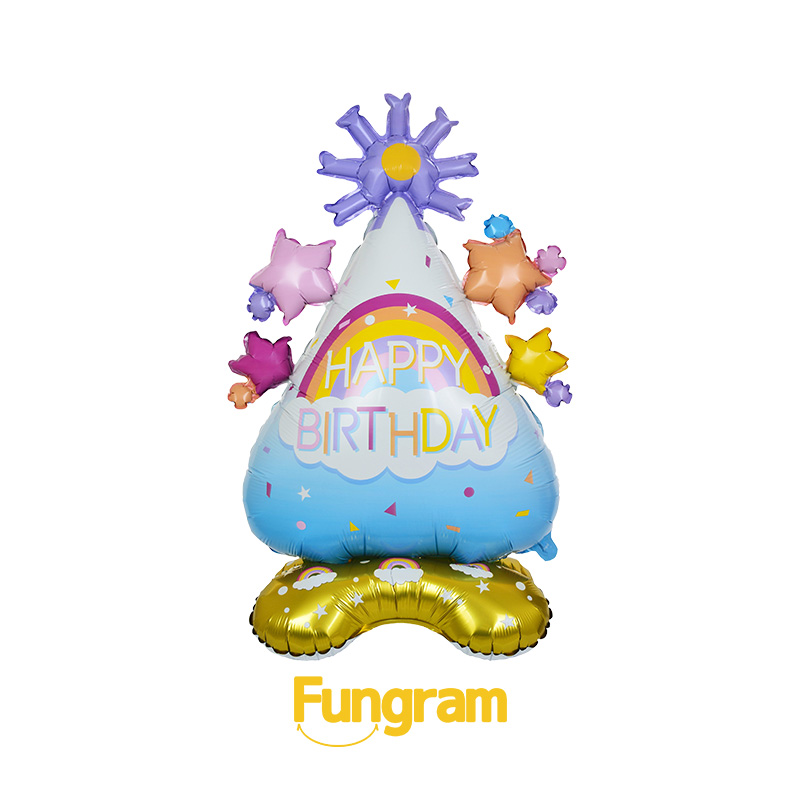 Rainbow Birthday Hat Standing Balloon
